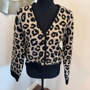 H&M Leopard Print Black and Cream Cardigan